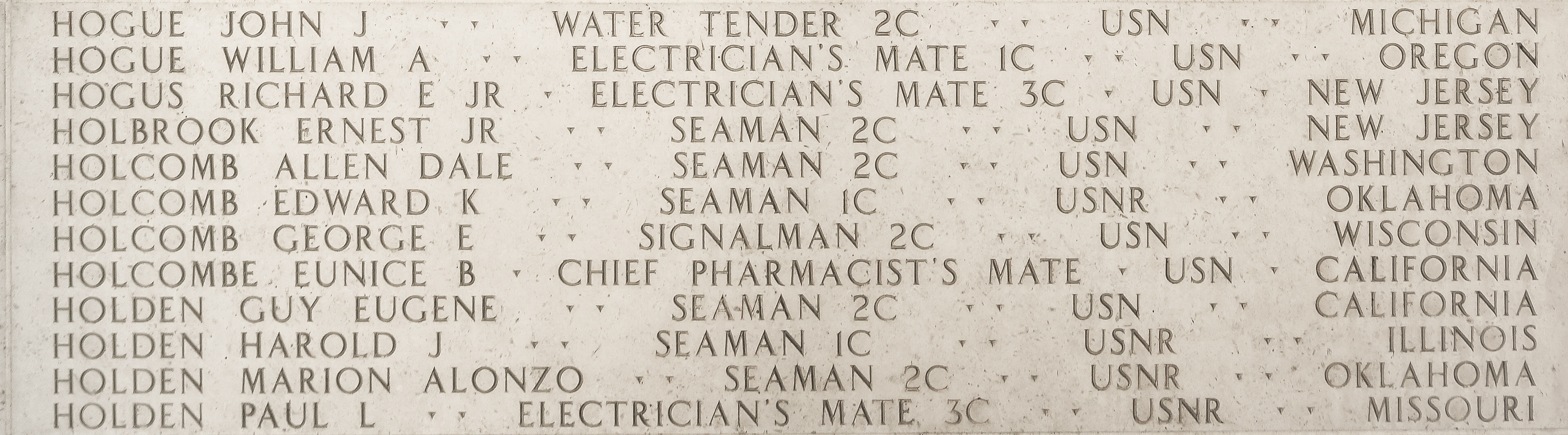 William A. Hogue, Electrician's Mate First Class